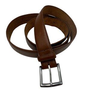 Mens J.Crew Factory Brown Leather Belt With Silver Buckle Size 40 Made in USA